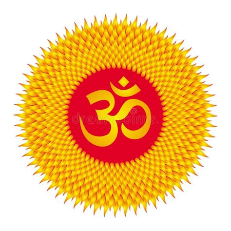 Circle Mandala Sun Red Orange And Yellow Colors Sign Aum Om Ohm