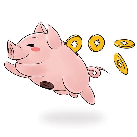 Piggie Png Picture Hand Drawn Cute Piggy Piggy Piggy Bank Gold Coins