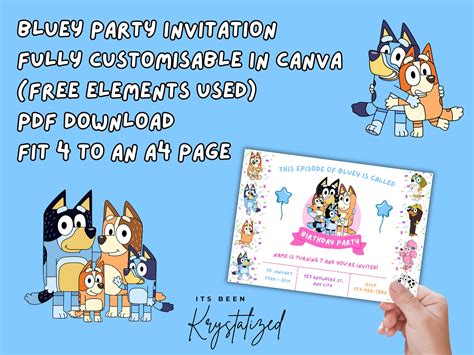 Bluey Party Invitation Bluey Birthday Party Invite Kids - Etsy