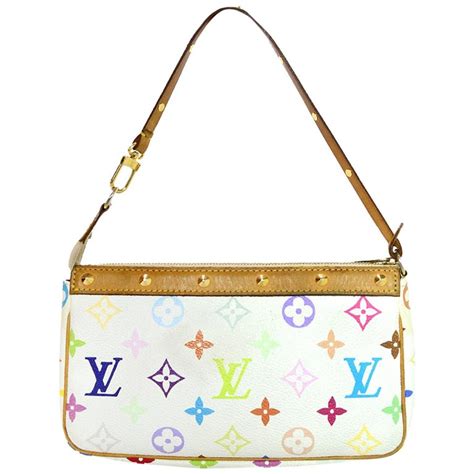 Louis Vuitton White Multicolore Lv Monogram Pochette Bag For Sale At 1stdibs