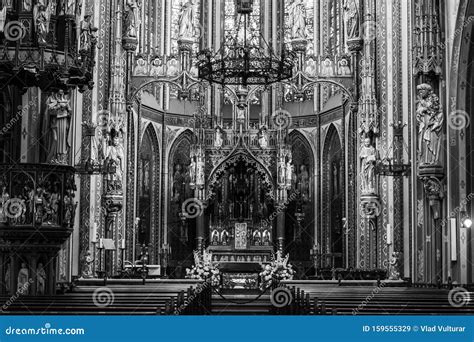 Front of a Interior Gothic Church Stock Image - Image of architecture ...