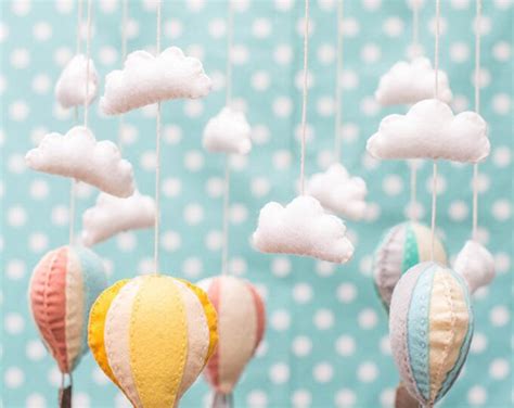 Hot Air Balloon Mobile DIY KIT Nursery Decor Wool Felt Kit Lia