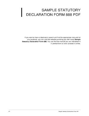 Fillable Online Sample Statutory Declaration Form 888 Sample Statutory