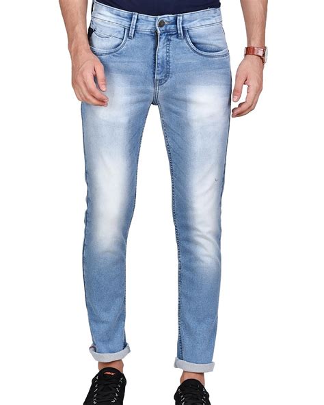 Buy Mens Blue Washed Slim Fit Jeans For Men Blue Online At Bewakoof