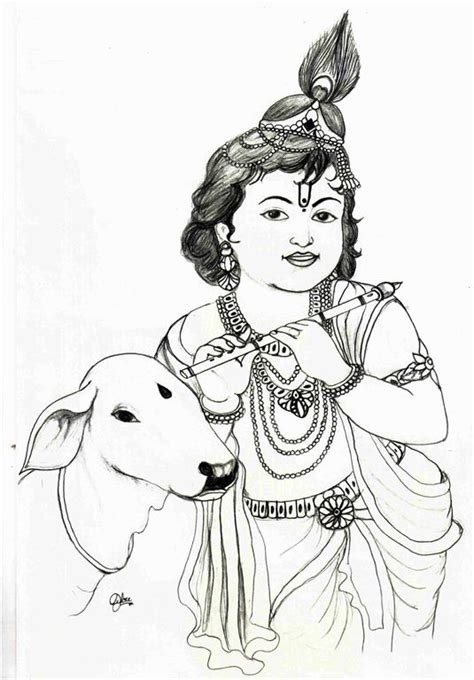 Lord Krishna Pencil Sketch