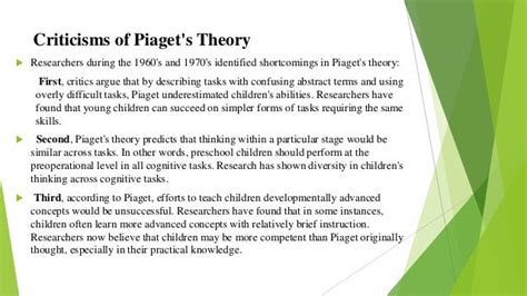 Cognitive Approaches To Learning Piaget