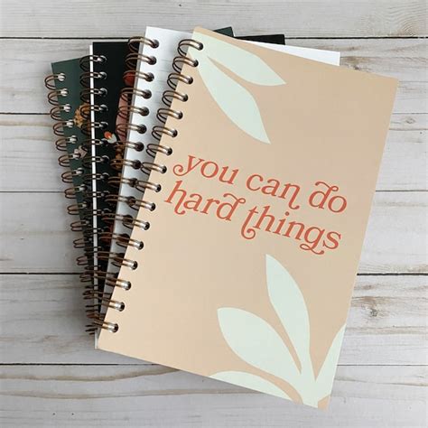 Spiral Notebooks Cute Aesthetic Journal You Can Do Hard Etsy