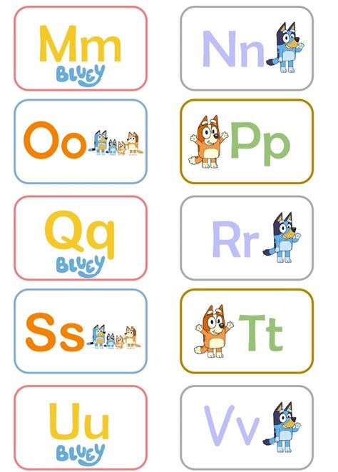 Bluey Alphabet Flash Cards Printable Etsy