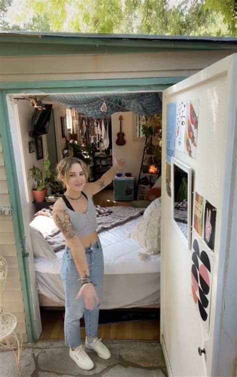 This woman lives rent-free in a backyard shed