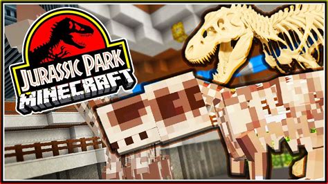 Let S Build Jurassic Park T Rex Skeleton Minecraft Dinosaurs Part 23 Youtube