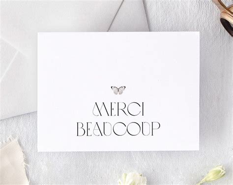 Merci Beaucoup Thank You Cards Modern Wedding Thank You Card Etsy