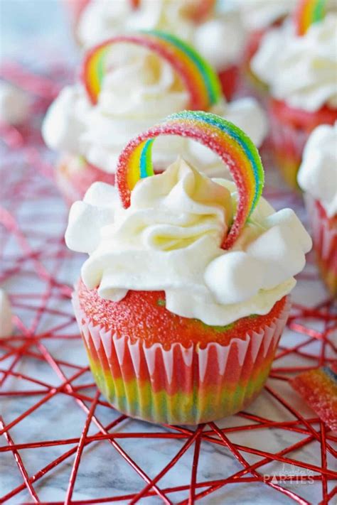 Rainbow Cupcakes Recipe with Whipped Cream Cheese Frosting