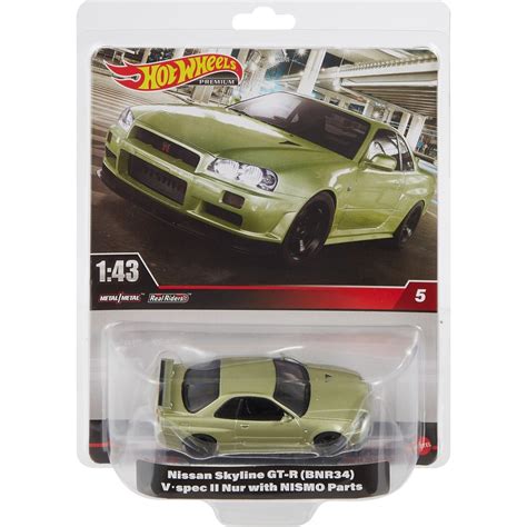 Mattel Hot Wheels Premium Rd Nissan Skyline Gt R Bnr V Spec With Nismo Parts Vehicle HMD