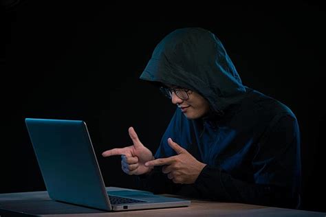 Cybersecurity Concept Of Hacker Using Computer With Key Icon And Vector