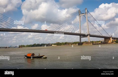 Vidyasagar Setu - The cable stayed bridge on river Hooghly with wooden ...