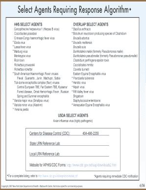 Fillable Online Wadsworth Select Agent Response Algorithm Wadsworth
