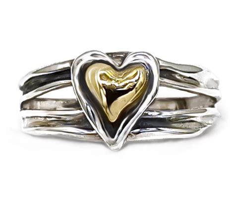 Hagit Sterling Silver K Gold Heart Bridge Ring Qvc