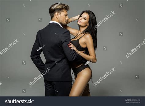 Portrait Sexy Woman Wear Lingerie Hugging Stock Photo 460050430 Shutterstock