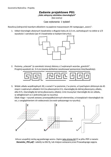 P Gw Projekt Nr Z Geometrii Wykre Lnej Geometria Wykre Lna