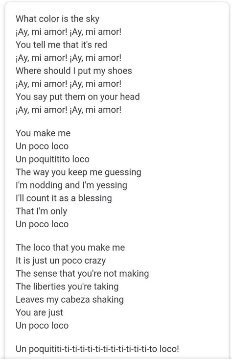 Un Poco Loco Just Lyrics Coco Lyrics Cute Love Songs