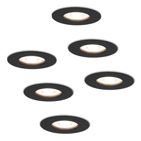 Set Van 6 Dimbare LED Inbouwspots Bari Zwart GU10 5 Watt 4000K IP65