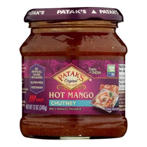 Pataks Chutney Hot Mango Hot 12 Oz Case Of 6 6 Pack 12 Ounce Each Frys Food Stores