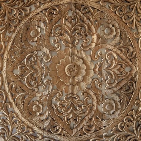 Balinese Carved Natural Wood Wall Art Panel Wood Wall Carvings Carved