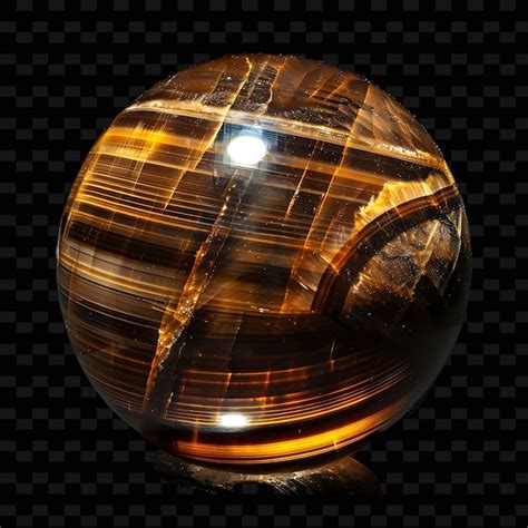 Premium Psd Png Tigers Eye Crystal Sphere With Round Shape Brown