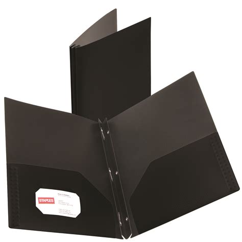 Staples Textured Poly 2 Pocket Folders With Fasteners Black Ebay