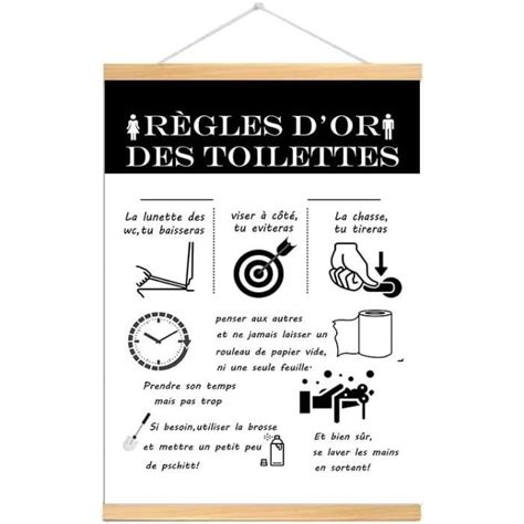 Tableau Les R Gles Des Toilettes D Coration Murale Blanc X Cm