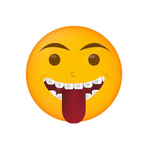 Sticking Out Tongue Vector PNG Images, Braces Face Tongue Out Emoji ...