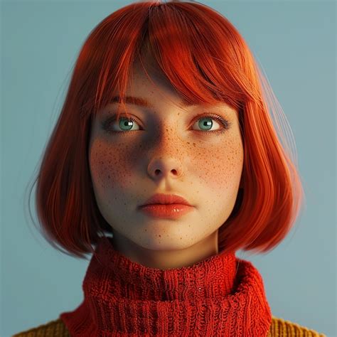 Premium Photo 3d Rendered Photos Of Beautiful Girl With Red Bob Cut Hair Blue Eyes