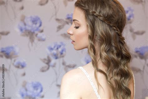 Beautiful Brunette Bride Woman With Curly Hairstyle And Neutral Nude