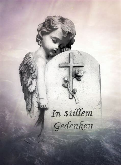 Angel With Gravestone Text Im Stillen Gedenken In Silent