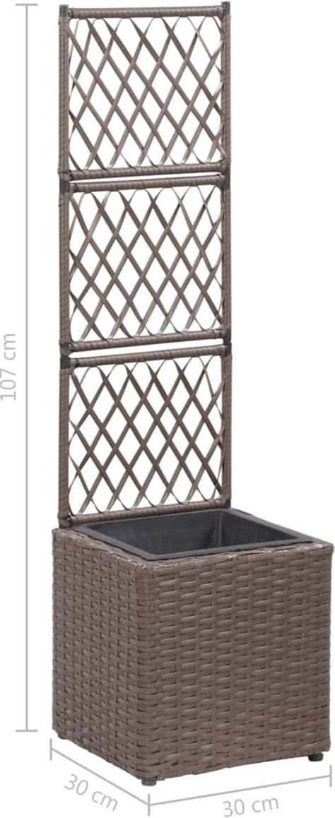 VidaXL Latwerkplantenbak Verhoogd Met 1 Pot 30x30x107 Cm Rattan Bruin