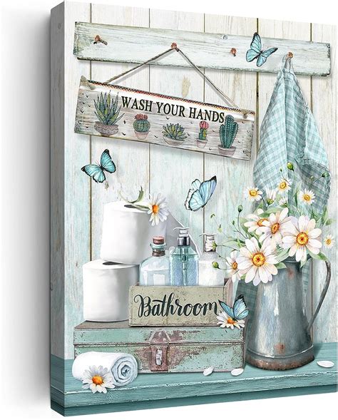 Amazon RUDIXICO Farmhouse Bathroom Decor Wall Art Rustic Flower