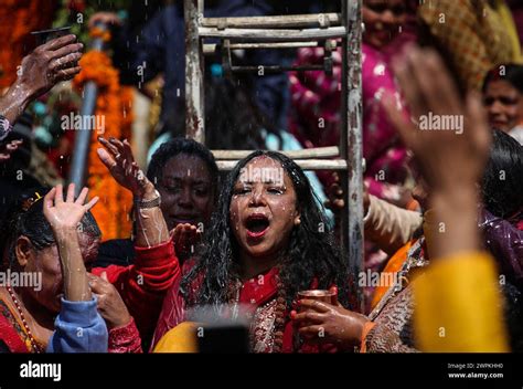 March Kathmandu Bagmati Nepal People Gather To Receive