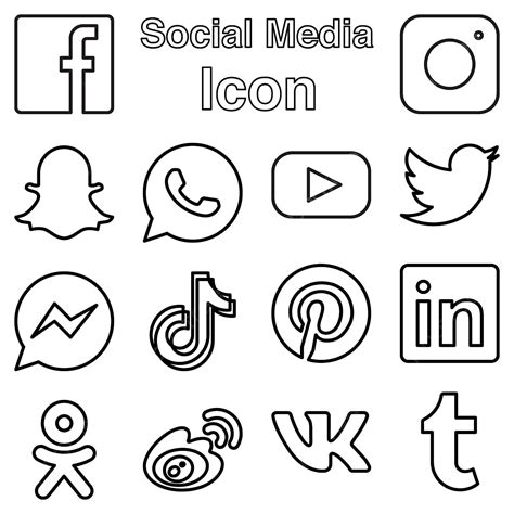 Social Media Logo Icon Set In Line Style Vector Illustration, Rat Drawing, Social Media Drawing ...