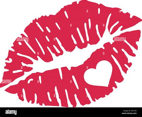 Red kiss lips with heart Stock Vector Image & Art - Alamy