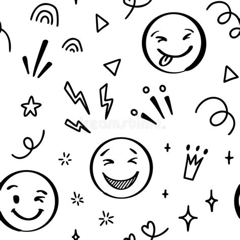 Emoji Hand Drawn Pattern Sketch Stock Illustrations 476 Emoji Hand