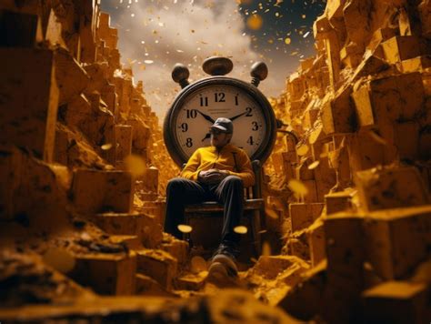 Premium AI Image A Man Sitting In A Chair In Front Of A Large Clock