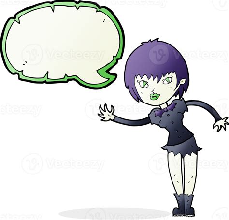 Cartoon Vampire Girl Welcoming With Speech Bubble 45268612 Png