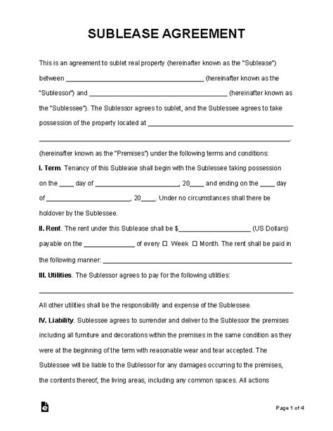 Sublease Agreement Template - PDFSimpli