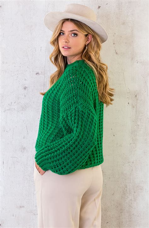 Grofgebreide Oversized Trui Bright Green Fashionmusthaves Nl