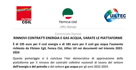 RINNOVI CONTRATTI ENERGIA E GAS ACQUA VARATE LE PIATTAFORME UILTEC FVG