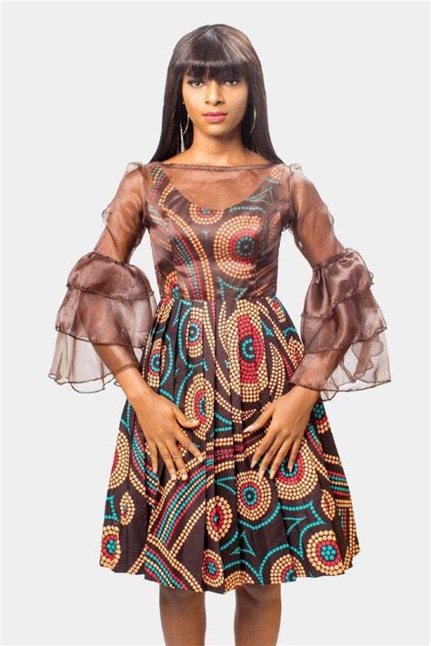 Ankara And Organza Sleeved Dress African Print Dress Ankara Etsy