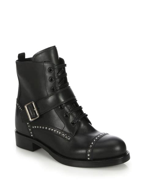 Prada Studded Leather Ankle Boots In Black Lyst