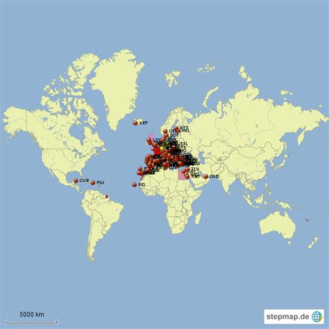 StepMap TUI Flughäfen Landkarte für Welt