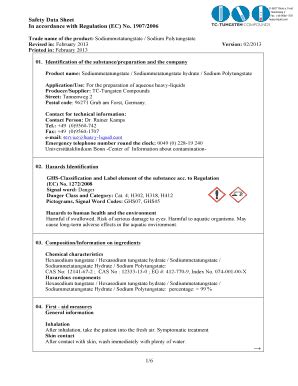 Fillable Online Safety Data Sheet In Accordance With Regulation