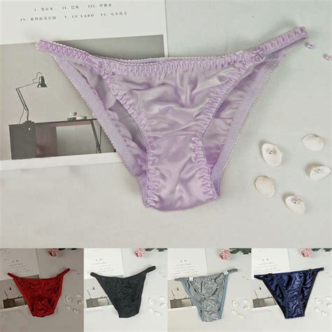 Female Silk Satin Briefs Cute Low Rise Bikinis Underwear Knickers Lingerie For Women
